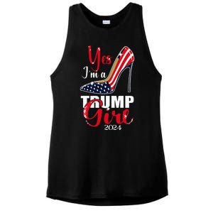 Yes IM A Trump Girl Stilettos High Heel Us Flag Trump 2024 Ladies PosiCharge Tri-Blend Wicking Tank