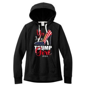 Yes IM A Trump Girl Stilettos High Heel Us Flag Trump 2024 Women's Fleece Hoodie