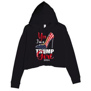 Yes IM A Trump Girl Stilettos High Heel Us Flag Trump 2024 Crop Fleece Hoodie