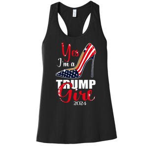 Yes IM A Trump Girl Stilettos High Heel Us Flag Trump 2024 Women's Racerback Tank