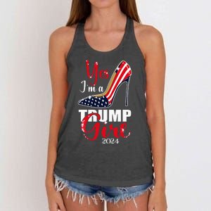 Yes IM A Trump Girl Stilettos High Heel Us Flag Trump 2024 Women's Knotted Racerback Tank