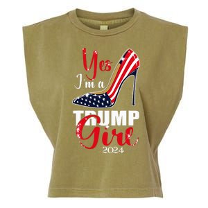 Yes IM A Trump Girl Stilettos High Heel Us Flag Trump 2024 Garment-Dyed Women's Muscle Tee