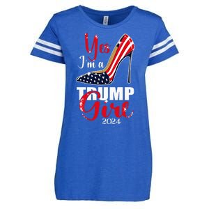 Yes IM A Trump Girl Stilettos High Heel Us Flag Trump 2024 Enza Ladies Jersey Football T-Shirt