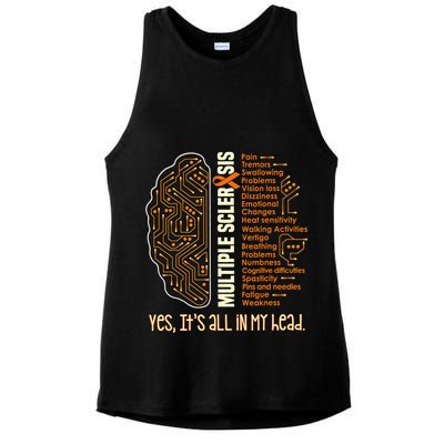 Yes It's All In My Head Multiple Sclerosis Ribbon Brain Ladies PosiCharge Tri-Blend Wicking Tank