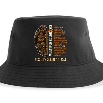 Yes It's All In My Head Multiple Sclerosis Ribbon Brain Sustainable Bucket Hat