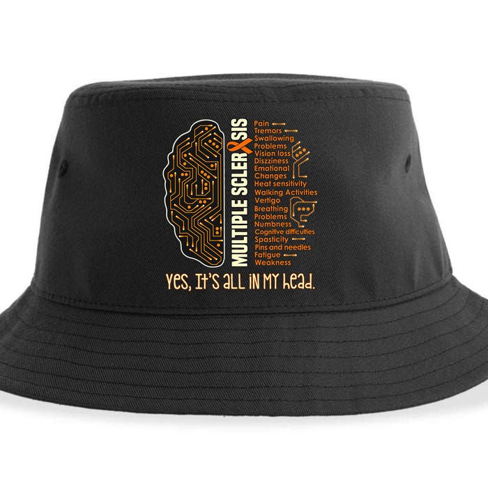 Yes It's All In My Head Multiple Sclerosis Ribbon Brain Sustainable Bucket Hat