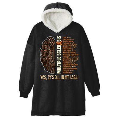 Yes It's All In My Head Multiple Sclerosis Ribbon Brain Hooded Wearable Blanket