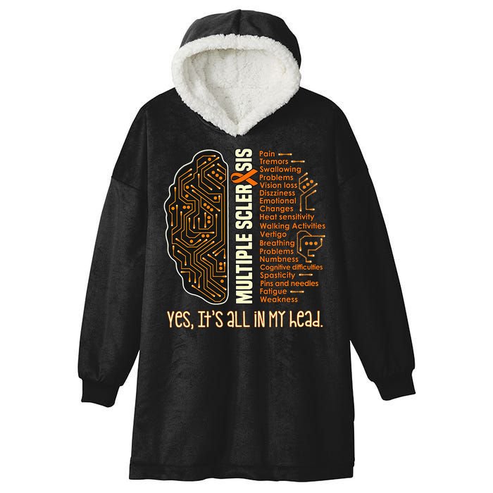 Yes It's All In My Head Multiple Sclerosis Ribbon Brain Hooded Wearable Blanket