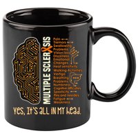 Yes It's All In My Head Multiple Sclerosis Ribbon Brain 11oz C Handle Ceramic Mug