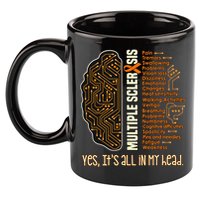 Yes It's All In My Head Multiple Sclerosis Ribbon Brain 11oz C Handle Ceramic Mug