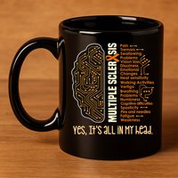 Yes It's All In My Head Multiple Sclerosis Ribbon Brain 11oz C Handle Ceramic Mug