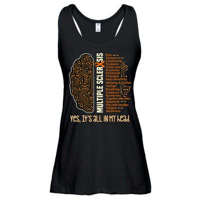 Yes It's All In My Head Multiple Sclerosis Ribbon Brain Ladies Essential Flowy Tank