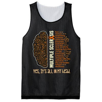 Yes It's All In My Head Multiple Sclerosis Ribbon Brain Mesh Reversible Basketball Jersey Tank