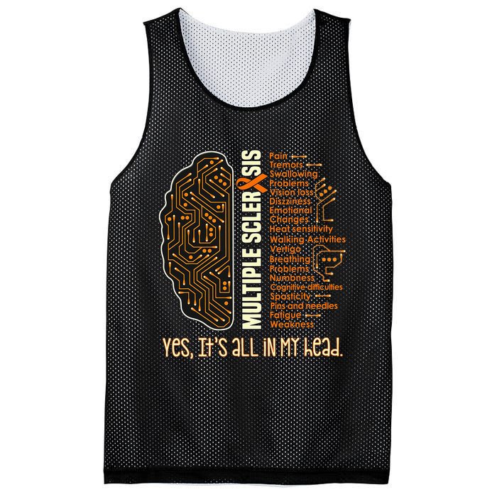 Yes It's All In My Head Multiple Sclerosis Ribbon Brain Mesh Reversible Basketball Jersey Tank
