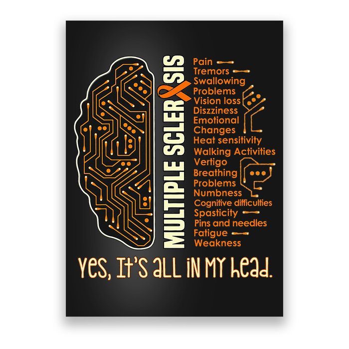 Yes It's All In My Head Multiple Sclerosis Ribbon Brain Poster