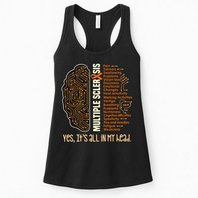 Yes It's All In My Head Multiple Sclerosis Ribbon Brain Womens Tank Top