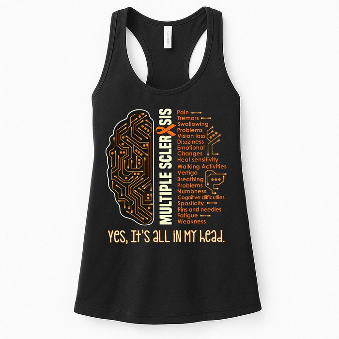 Yes It's All In My Head Multiple Sclerosis Ribbon Brain Womens Tank Top
