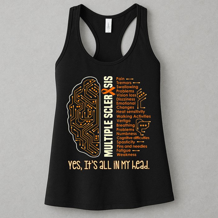 Yes It's All In My Head Multiple Sclerosis Ribbon Brain Womens Tank Top