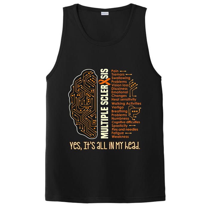 Yes It's All In My Head Multiple Sclerosis Ribbon Brain PosiCharge Competitor Tank