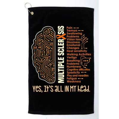 Yes It's All In My Head Multiple Sclerosis Ribbon Brain Golf Towel