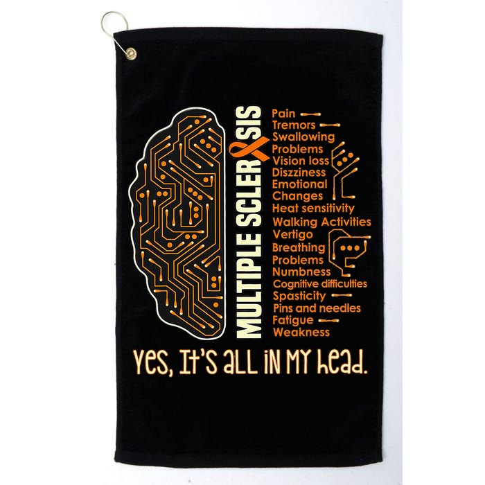 Yes It's All In My Head Multiple Sclerosis Ribbon Brain Golf Towel