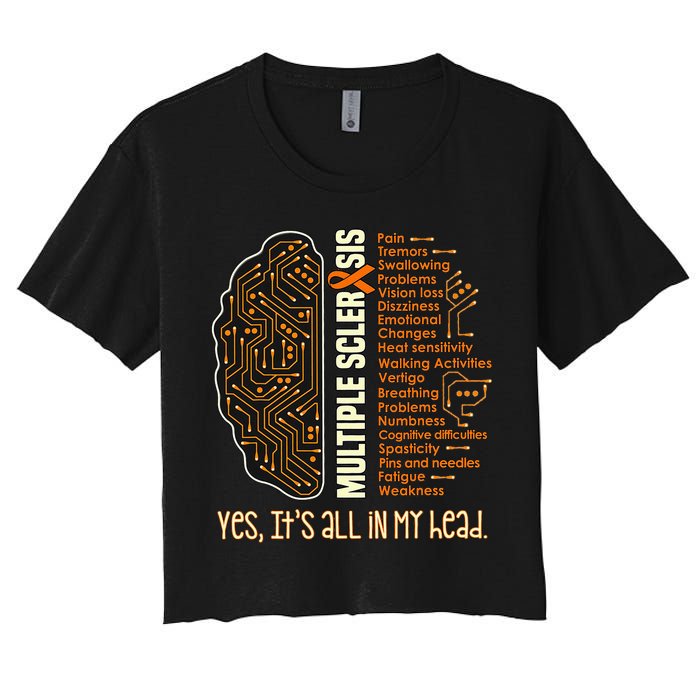 Yes It's All In My Head Multiple Sclerosis Ribbon Brain Crop Top