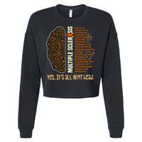 Yes It's All In My Head Multiple Sclerosis Ribbon Brain Cropped Pullover Crew