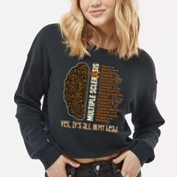 Yes It's All In My Head Multiple Sclerosis Ribbon Brain Cropped Pullover Crew