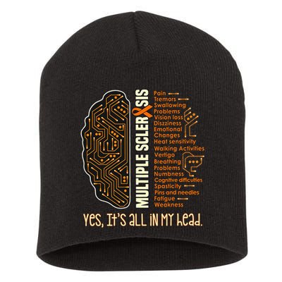 Yes It's All In My Head Multiple Sclerosis Ribbon Brain Short Acrylic Beanie