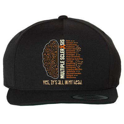 Yes It's All In My Head Multiple Sclerosis Ribbon Brain Wool Snapback Cap