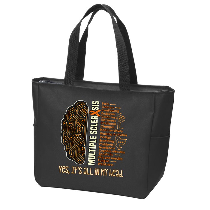 Yes It's All In My Head Multiple Sclerosis Ribbon Brain Zip Tote Bag