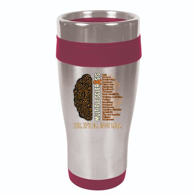Yes It's All In My Head Multiple Sclerosis Ribbon Brain 16oz Travel Tumbler