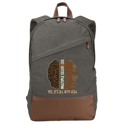 Yes It's All In My Head Multiple Sclerosis Ribbon Brain Cotton Canvas Backpack