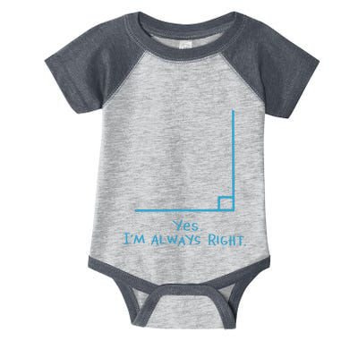 Yes I'm Always Right Funny Math Teacher 100 Days Of School Infant Baby Jersey Bodysuit