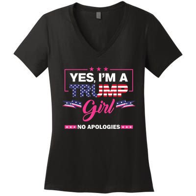 Yes IM A Trump No Apologies 2024 Election Women's V-Neck T-Shirt