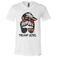 Yes IM A Trump Girl Get Over It Trump 2024 Election Gifts V-Neck T-Shirt