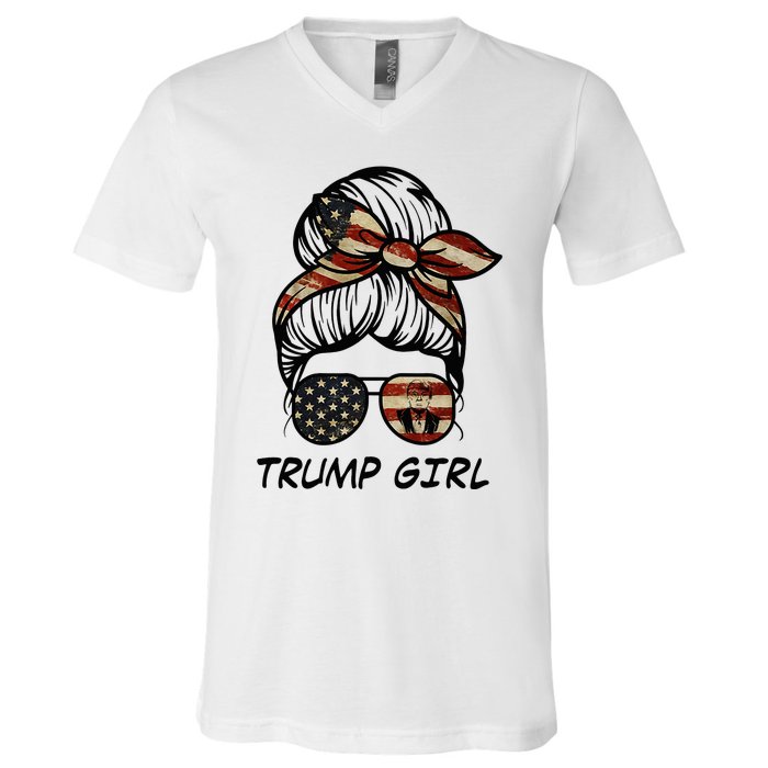 Yes IM A Trump Girl Get Over It Trump 2024 Election Gifts V-Neck T-Shirt