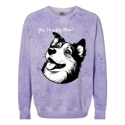 Yes Im A Dog Mom Displays Love For This Lovely Pet Colorblast Crewneck Sweatshirt