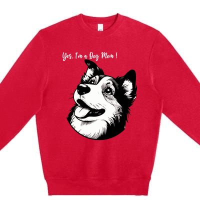 Yes Im A Dog Mom Displays Love For This Lovely Pet Premium Crewneck Sweatshirt