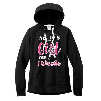 Yes Im A Yes I Wrestle Wrestler Gift Women's Fleece Hoodie