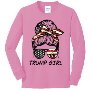 Yes Im A Trump Girl Get Over It Trump 2024 Election Gifts Kids Long Sleeve Shirt