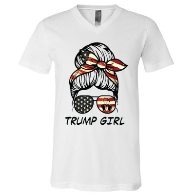 Yes Im A Trump Girl Get Over It Trump 2024 Election Gifts V-Neck T-Shirt