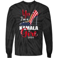 Yes IM A Kamala Girl Stilettos High Heel Harris 2024 Vote Tie-Dye Long Sleeve Shirt