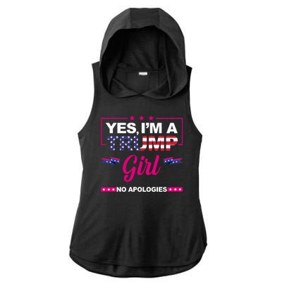 Yes Im A Trump Girl No Apologies 2024 Election Ladies PosiCharge Tri-Blend Wicking Draft Hoodie Tank