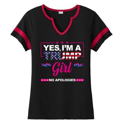 Yes Im A Trump Girl No Apologies 2024 Election Ladies Halftime Notch Neck Tee