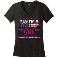 Yes Im A Trump Girl No Apologies 2024 Election Women's V-Neck T-Shirt