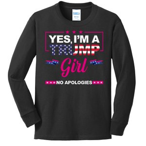 Yes Im A Trump Girl No Apologies 2024 Election Kids Long Sleeve Shirt