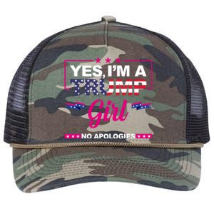 Yes Im A Trump Girl No Apologies 2024 Election Retro Rope Trucker Hat Cap