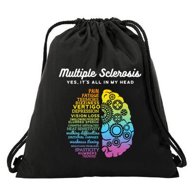 Yes ItS All In My Head Multiple Sclerosis Gift Ms Gift Drawstring Bag