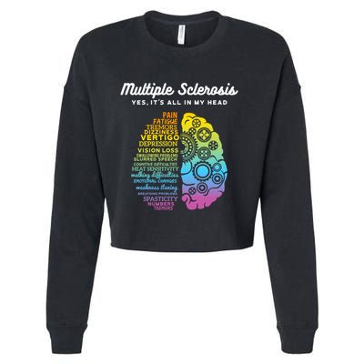 Yes ItS All In My Head Multiple Sclerosis Gift Ms Gift Cropped Pullover Crew